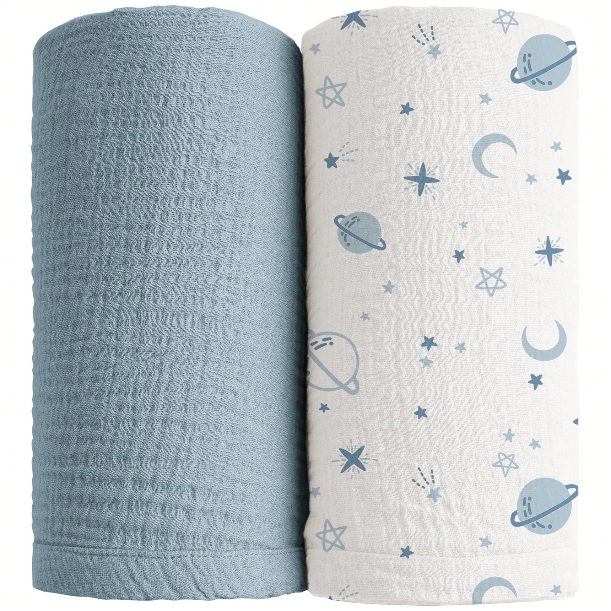 2-Pack Muslin Swaddle Blankets For Boys And Girls, Large 47 X 47 Inch Receiving Blankets, Soft Breathable Baby Swaddles For Newborns