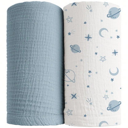 2-Pack Muslin Swaddle Blankets For Boys And Girls, Large 47 X 47 Inch Receiving Blankets, Soft Breathable Baby Swaddles For Newborns