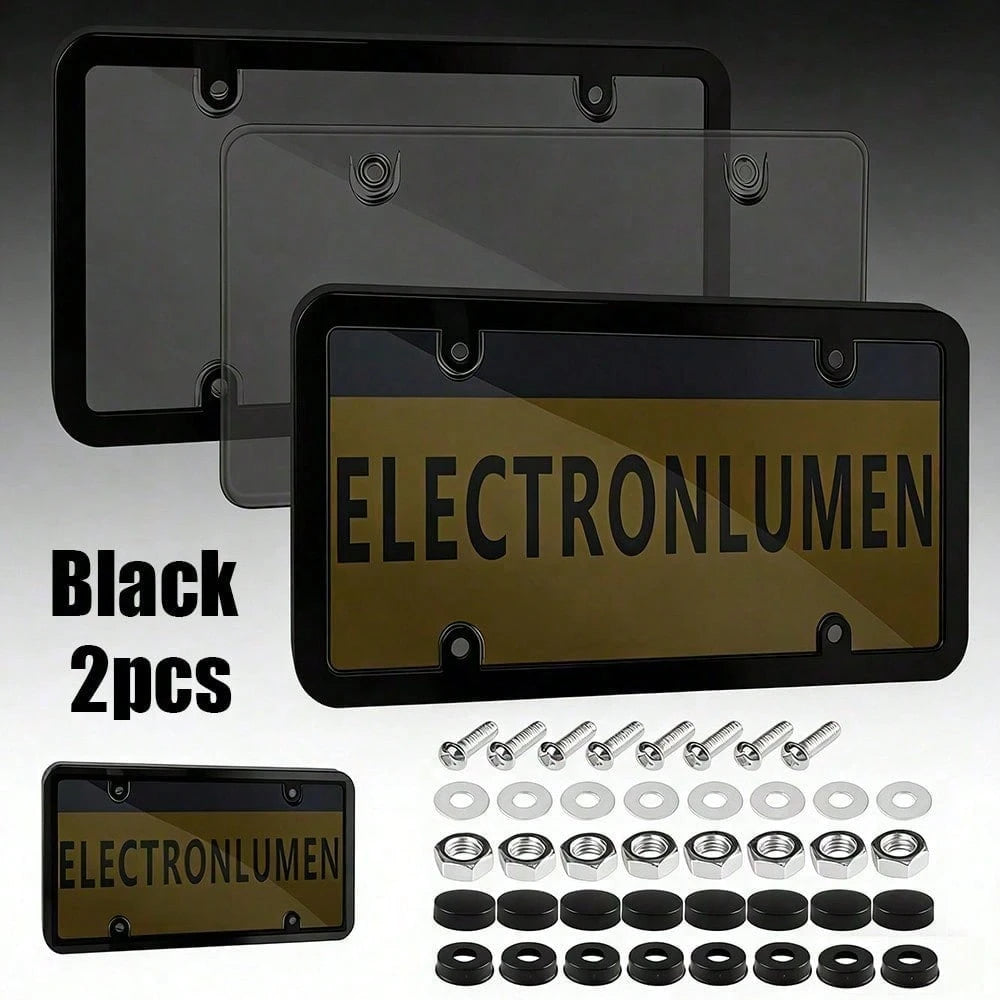 2 Pack White License Plate Frames US Standard Size, Black Inner Accent For Style, Strong ABS Plastic Build Prevents Bending And Weather Damage, Protect Plates From Road Debris And Scratches, Easy Fron