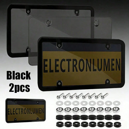2 Pack White License Plate Frames US Standard Size, Black Inner Accent For Style, Strong ABS Plastic Build Prevents Bending And Weather Damage, Protect Plates From Road Debris And Scratches, Easy Fron