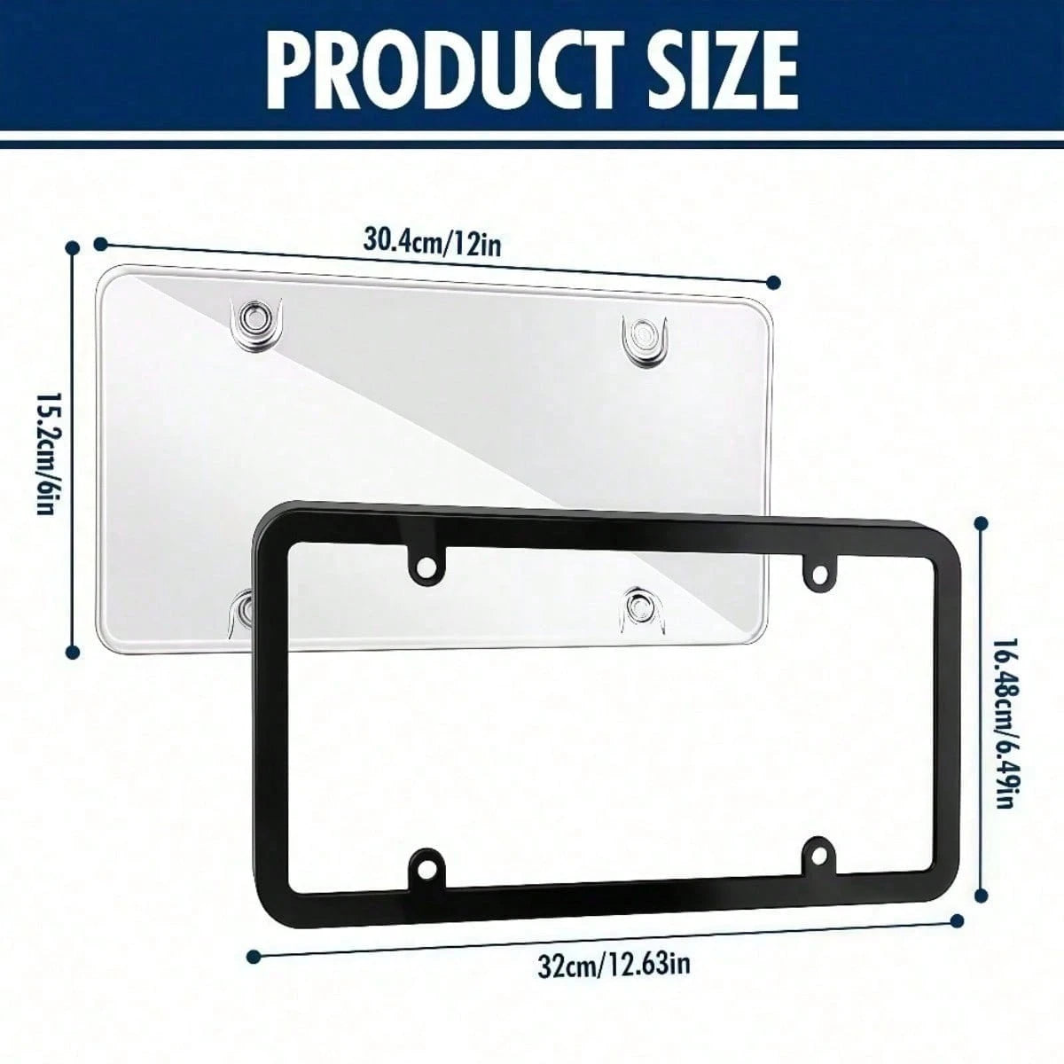 2 Pack White License Plate Frames US Standard Size, Black Inner Accent For Style, Strong ABS Plastic Build Prevents Bending And Weather Damage, Protect Plates From Road Debris And Scratches, Easy Fron