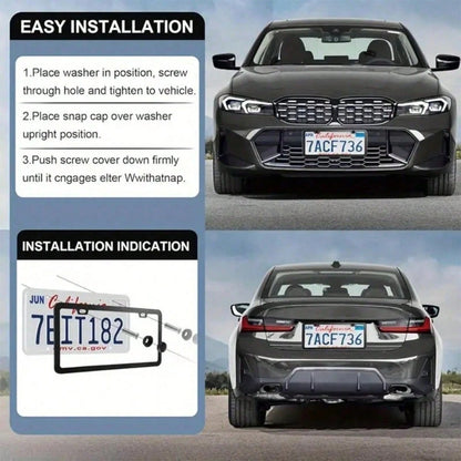 2 Pack White License Plate Frames US Standard Size, Black Inner Accent For Style, Strong ABS Plastic Build Prevents Bending And Weather Damage, Protect Plates From Road Debris And Scratches, Easy Fron
