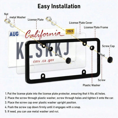 2 Pack White License Plate Frames US Standard Size, Black Inner Accent For Style, Strong ABS Plastic Build Prevents Bending And Weather Damage, Protect Plates From Road Debris And Scratches, Easy Fron