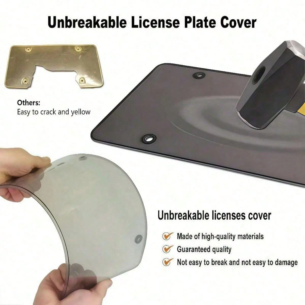 2 Pack White License Plate Frames US Standard Size, Black Inner Accent For Style, Strong ABS Plastic Build Prevents Bending And Weather Damage, Protect Plates From Road Debris And Scratches, Easy Fron