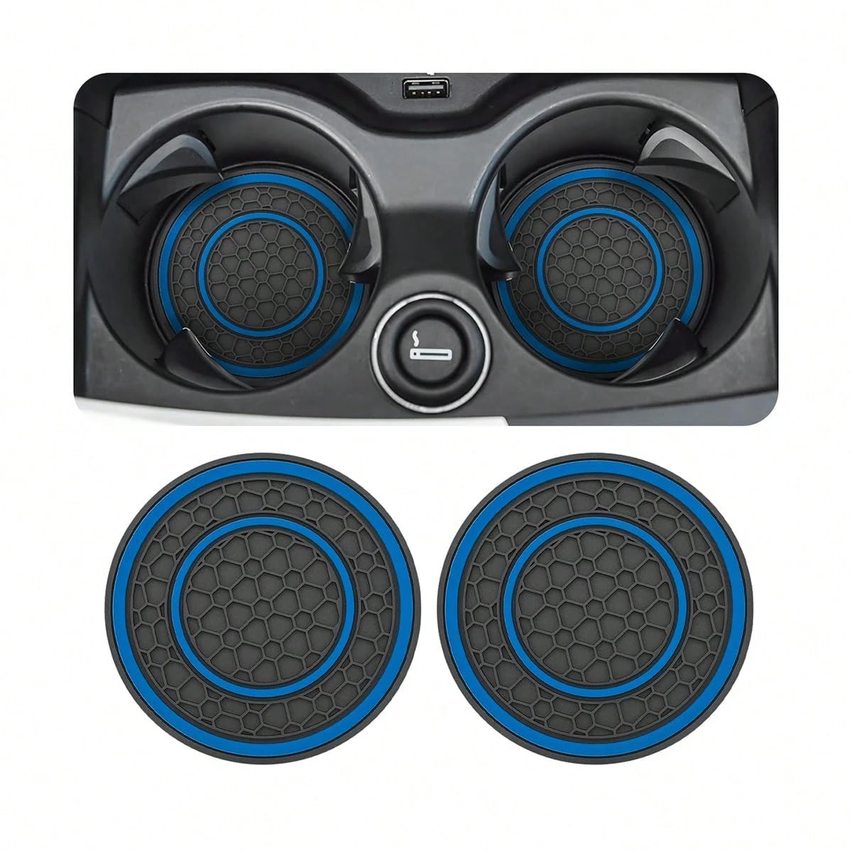 2 PCS Car Cup Holder Coaster, Cup Holder Insert, Non-Slip Cup Holders, Water Bottle Holder Pads, Universal For Vehicles, Trucks, RVs Car Interior Accessories For Women And Man Black-Red/Blue/White