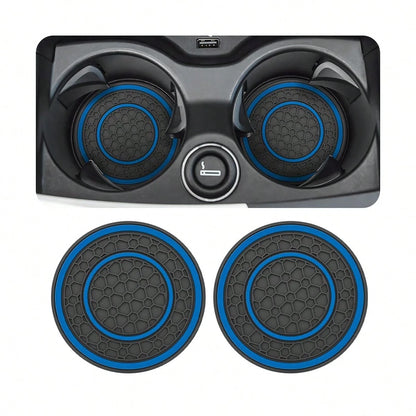 2 PCS Car Cup Holder Coaster, Cup Holder Insert, Non-Slip Cup Holders, Water Bottle Holder Pads, Universal For Vehicles, Trucks, RVs Car Interior Accessories For Women And Man Black-Red/Blue/White