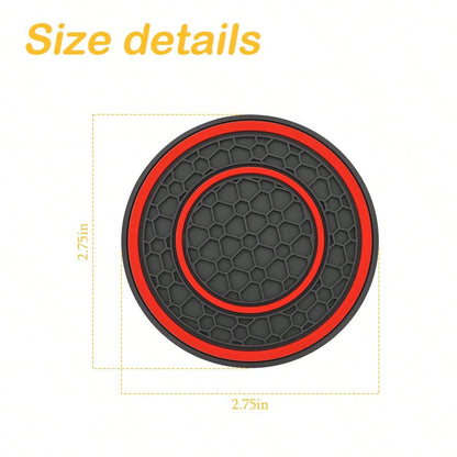 2 PCS Car Cup Holder Coaster, Cup Holder Insert, Non-Slip Cup Holders, Water Bottle Holder Pads, Universal For Vehicles, Trucks, RVs Car Interior Accessories For Women And Man Black-Red/Blue/White
