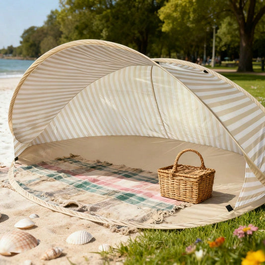 2 Person Pop Up Beach Tent, No Assembly Required Portable Sun Shade Canopy, Outdoor Shelter For Beach Picnic Park Camping & Family Leisure