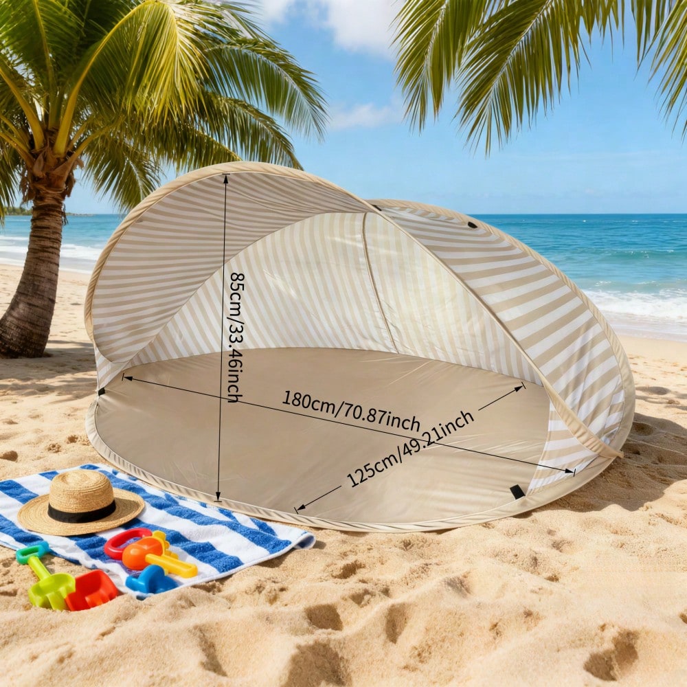 2 Person Pop Up Beach Tent, No Assembly Required Portable Sun Shade Canopy, Outdoor Shelter For Beach Picnic Park Camping & Family Leisure