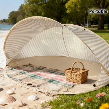 2 Person Pop Up Beach Tent, No Assembly Required Portable Sun Shade Canopy, Outdoor Shelter For Beach Picnic Park Camping & Family Leisure