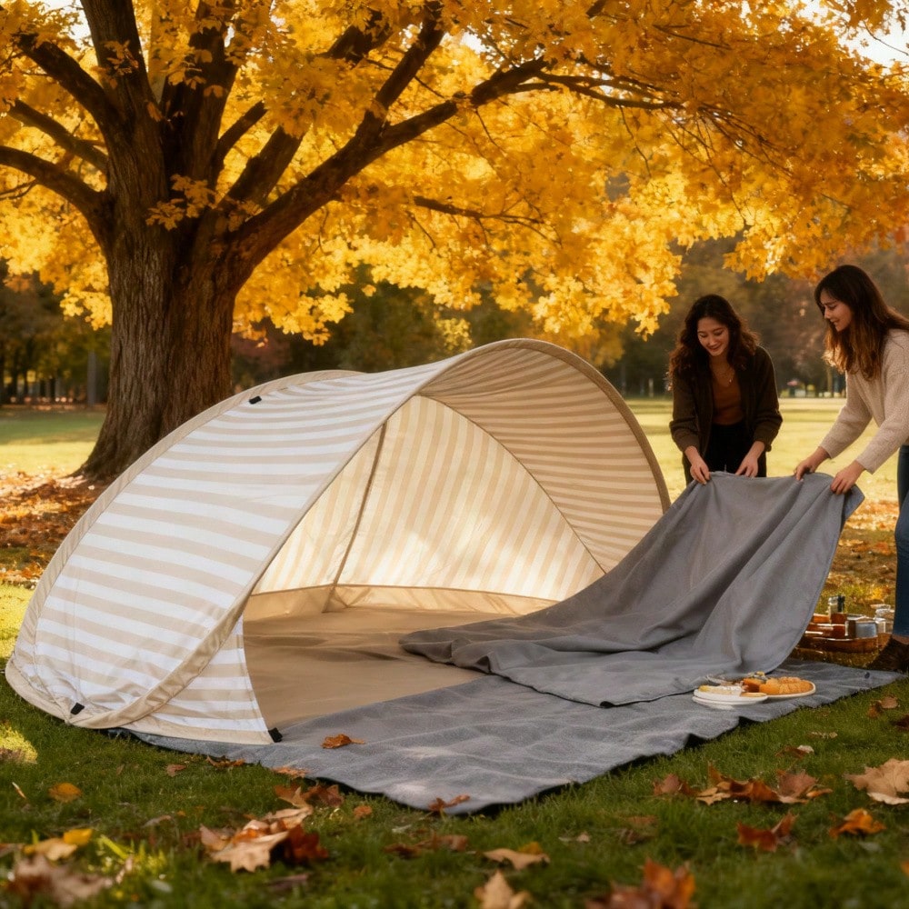 2 Person Pop Up Beach Tent, No Assembly Required Portable Sun Shade Canopy, Outdoor Shelter For Beach Picnic Park Camping & Family Leisure