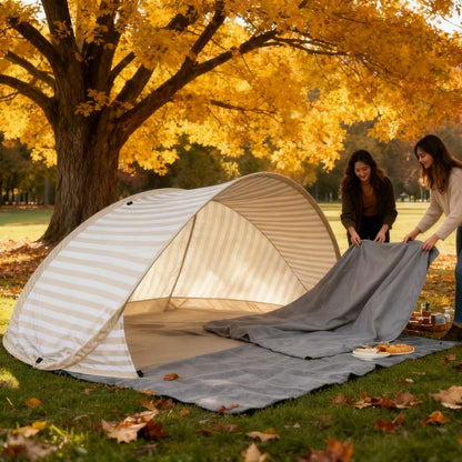 2 Person Pop Up Beach Tent, No Assembly Required Portable Sun Shade Canopy, Outdoor Shelter For Beach Picnic Park Camping & Family Leisure