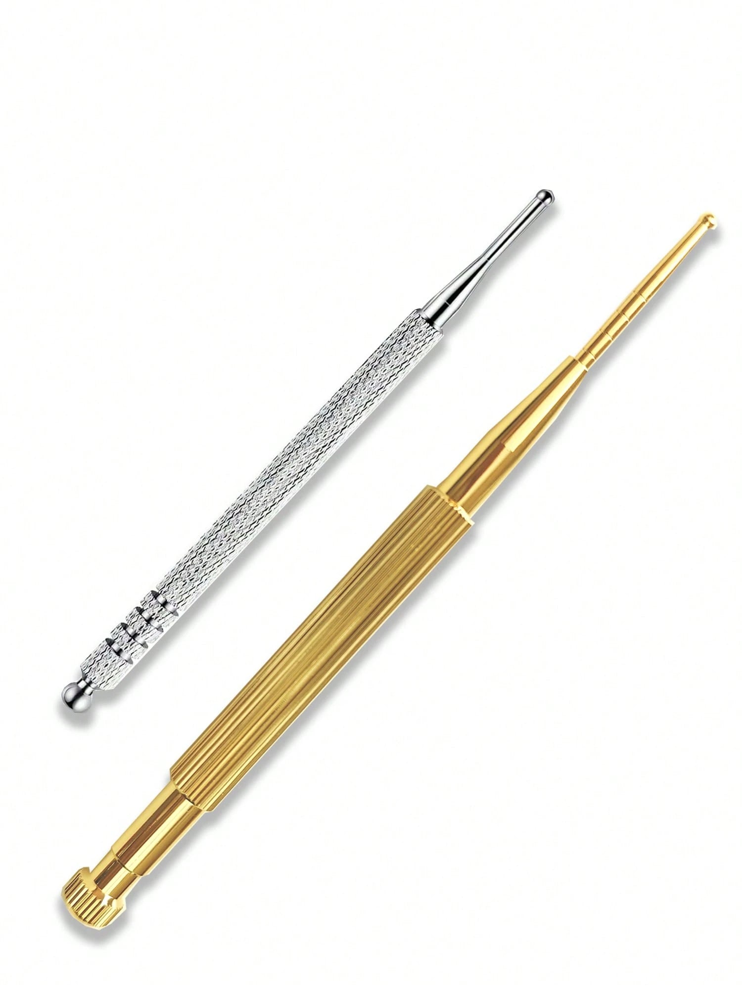 2 Pieces Facial Reflexology Massage Tool Retractable Stainless Steel Double Headed Spring Loaded Ear And Body Point Probe Pen For Home SPA