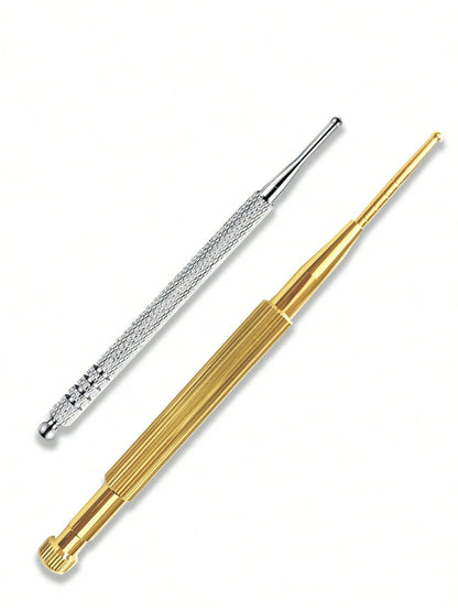 2 Pieces Facial Reflexology Massage Tool Retractable Stainless Steel Double Headed Spring Loaded Ear And Body Point Probe Pen For Home SPA
