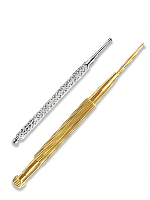 2 Pieces Facial Reflexology Massage Tool Retractable Stainless Steel Double Headed Spring Loaded Ear And Body Point Probe Pen For Home SPA