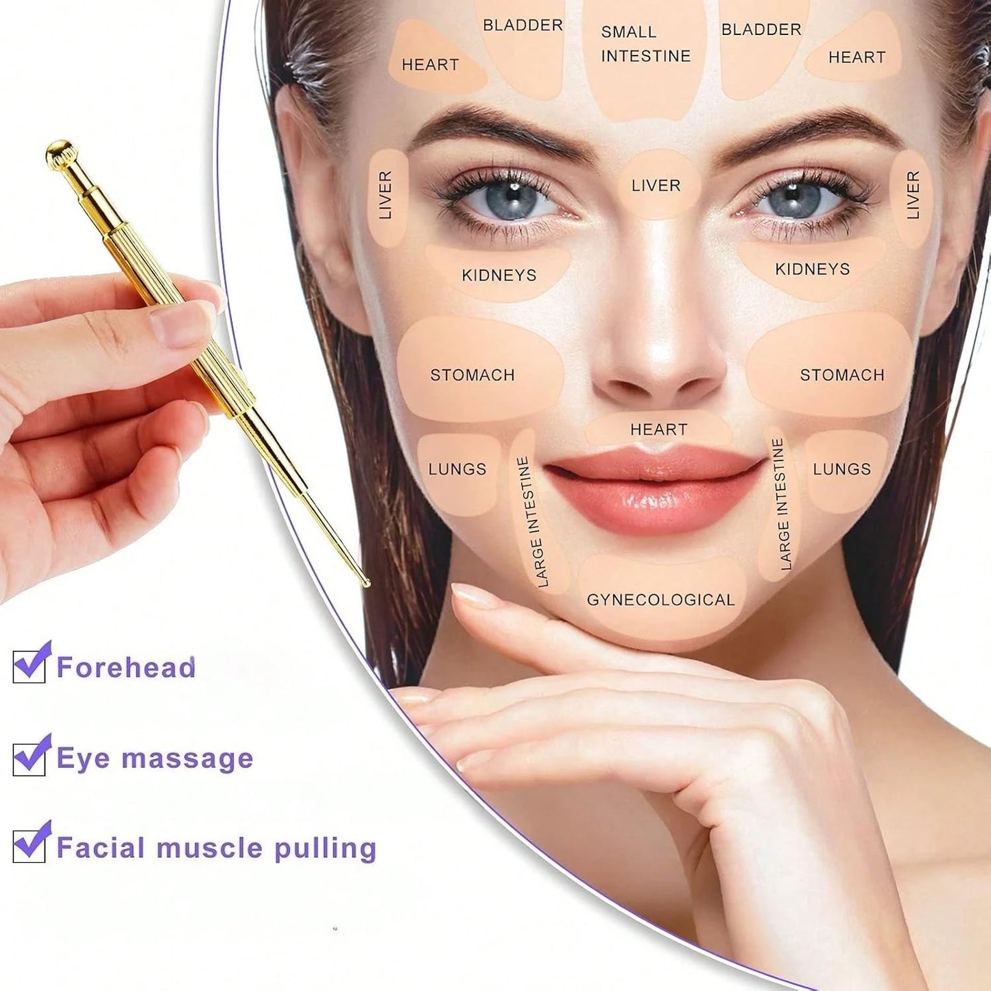 2 Pieces Facial Reflexology Massage Tool Retractable Stainless Steel Double Headed Spring Loaded Ear And Body Point Probe Pen For Home SPA