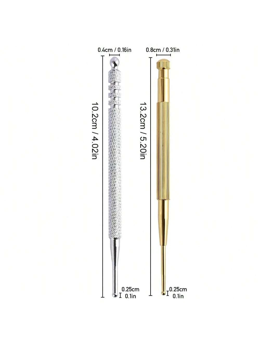 2 Pieces Facial Reflexology Massage Tool Retractable Stainless Steel Double Headed Spring Loaded Ear And Body Point Probe Pen For Home SPA