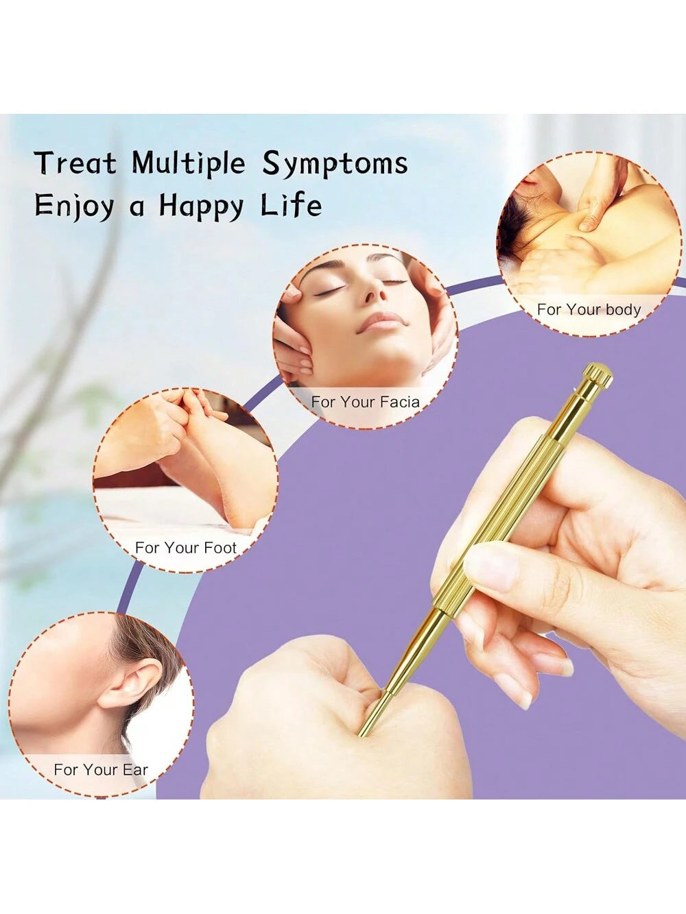 2 Pieces Facial Reflexology Massage Tool Retractable Stainless Steel Double Headed Spring Loaded Ear And Body Point Probe Pen For Home SPA