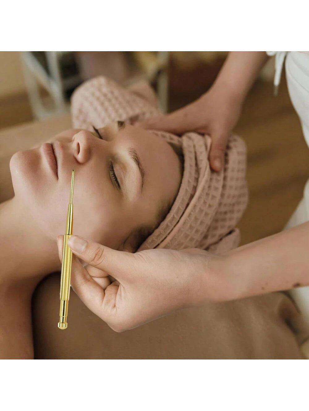 2 Pieces Facial Reflexology Massage Tool Retractable Stainless Steel Double Headed Spring Loaded Ear And Body Point Probe Pen For Home SPA