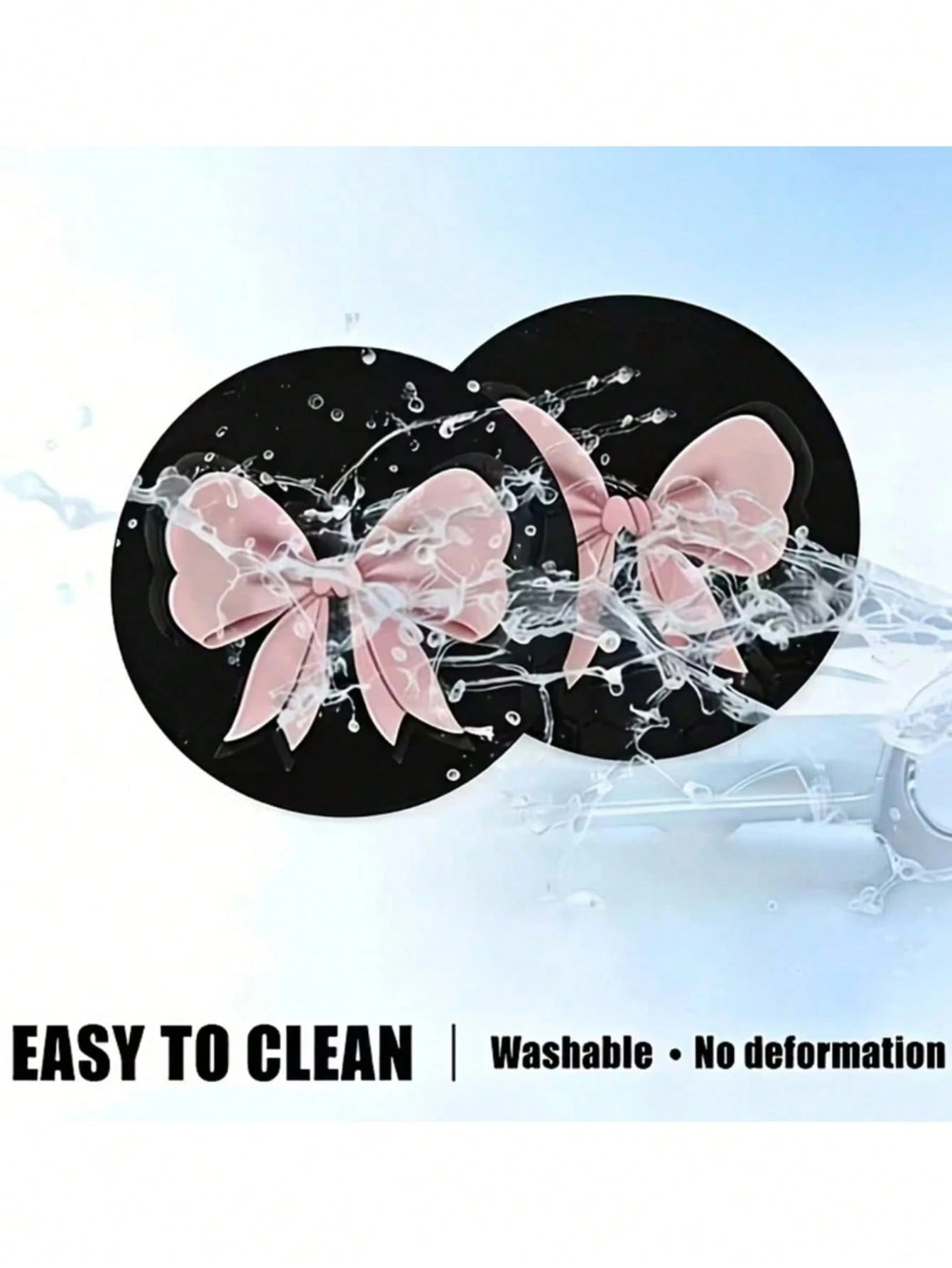 2 Sets Pink Bow-Shaped Silicone Leak-Proof Car Cup Holder, Suitable For Car Interior Decoration