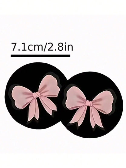 2 Sets Pink Bow-Shaped Silicone Leak-Proof Car Cup Holder, Suitable For Car Interior Decoration