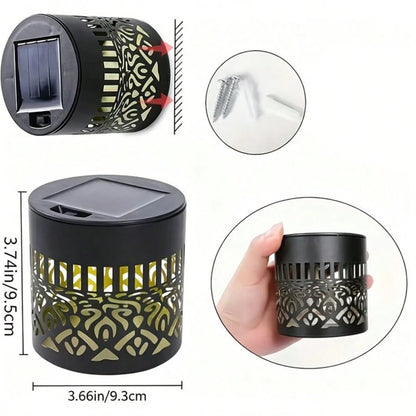 2 Solar-Powered Fence Lights With A Mandala Design, Suitable For Outdoor Walls And Featuring An IP65 Waterproof Rating. These Metal Solar-Powered Deck Step Lights Are Ideal For Garden Decoration And M