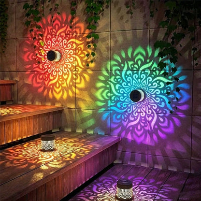 2 Solar-Powered Fence Lights With A Mandala Design, Suitable For Outdoor Walls And Featuring An IP65 Waterproof Rating. These Metal Solar-Powered Deck Step Lights Are Ideal For Garden Decoration And M
