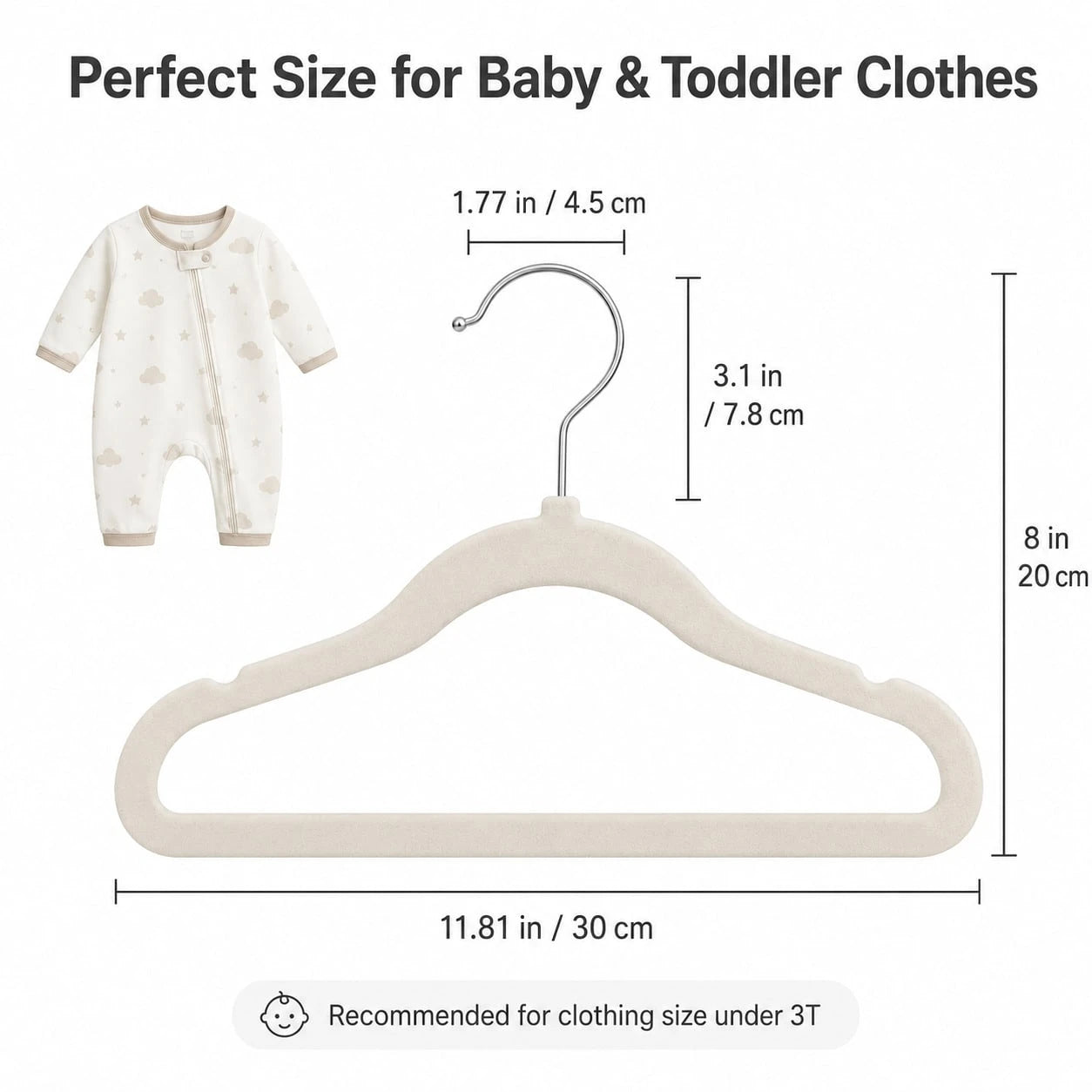 20/10pcspcs Velvet Baby Hangers, Space Saving Kids Closet Organizers For Baby Nursery, Children's Room, Bedroom, Cute Baby Essentials For Newborn