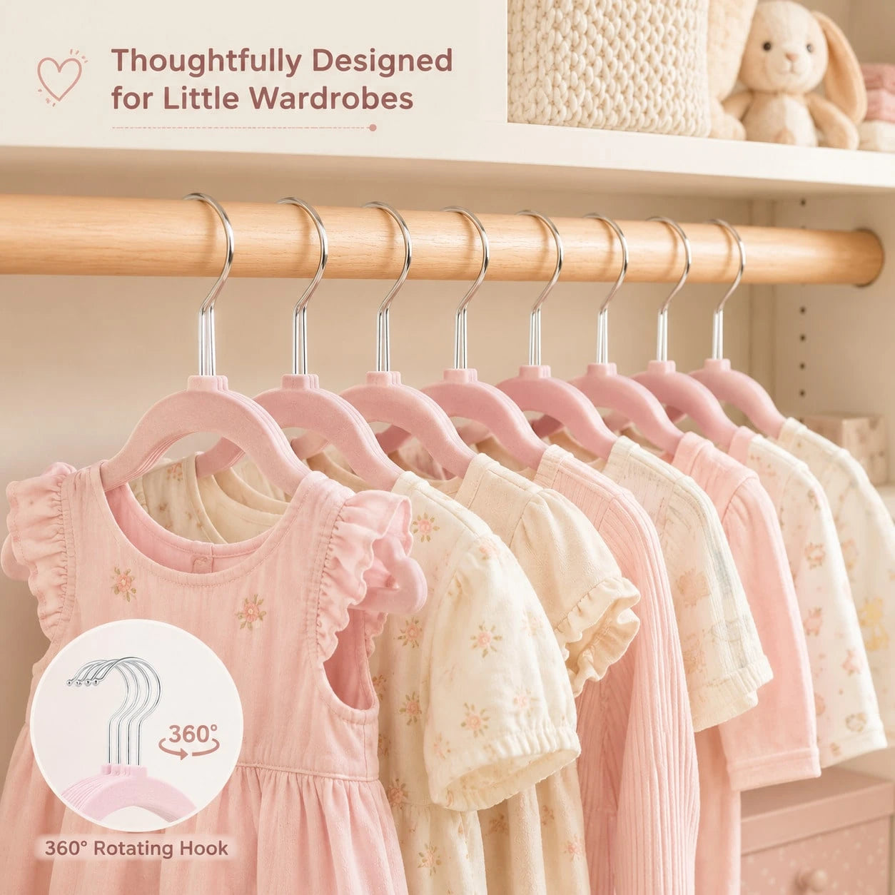 20/10pcspcs Velvet Baby Hangers, Space Saving Kids Closet Organizers For Baby Nursery, Children's Room, Bedroom, Cute Baby Essentials For Newborn