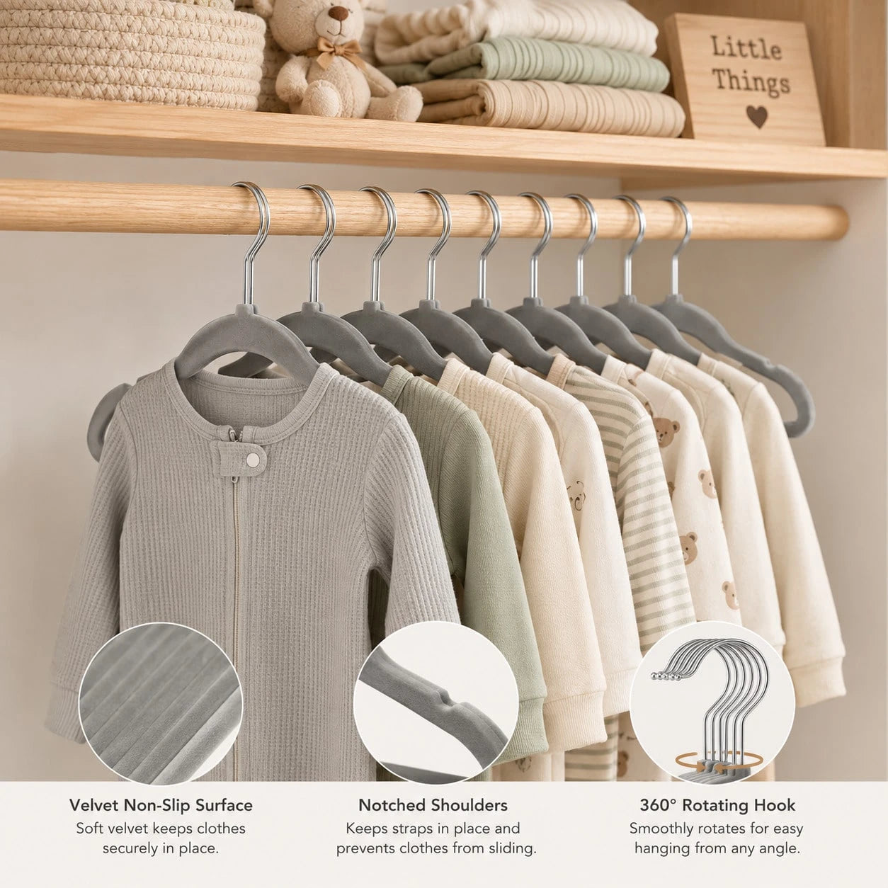 20/10pcspcs Velvet Baby Hangers, Space Saving Kids Closet Organizers For Baby Nursery, Children's Room, Bedroom, Cute Baby Essentials For Newborn