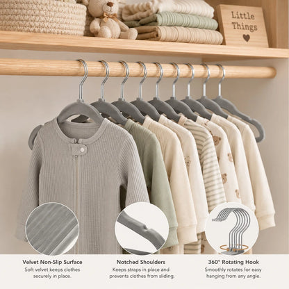 20/10pcspcs Velvet Baby Hangers, Space Saving Kids Closet Organizers For Baby Nursery, Children's Room, Bedroom, Cute Baby Essentials For Newborn