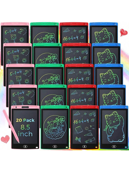 20 Pack LCD Writing Board For Kids, Doodle Board Reusable Board Screen Drawing Pad Erasable Painting Pads Educational Toy For 3-8 Years