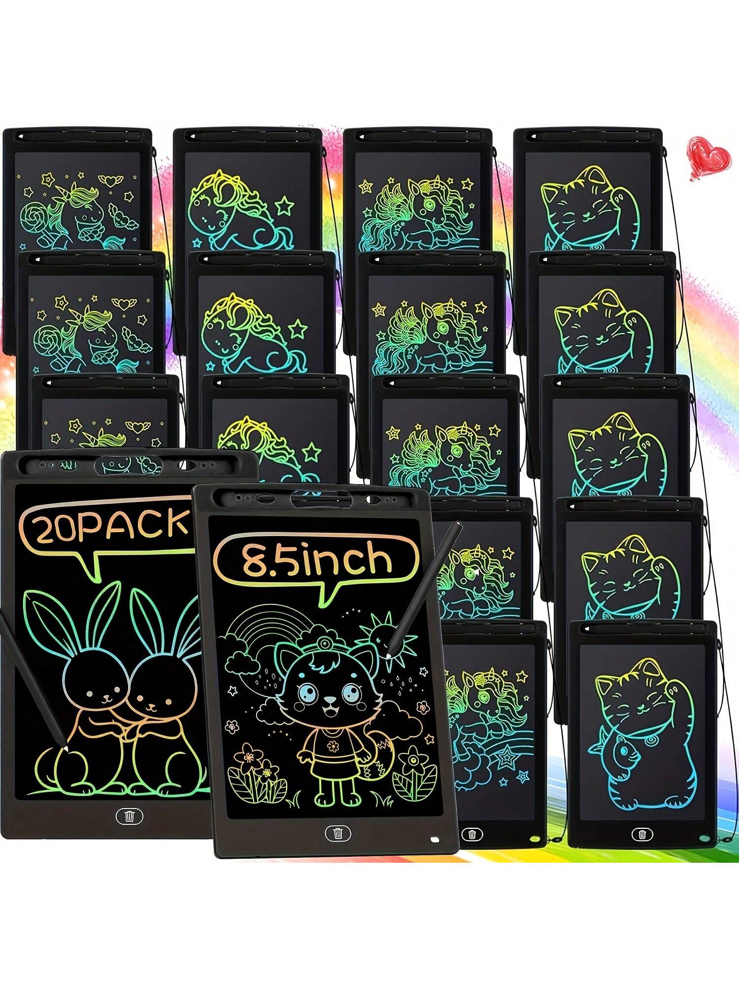 20 Pack LCD Writing Board For Kids, Doodle Board Reusable Board Screen Drawing Pad Erasable Painting Pads Educational Toy For 3-8 Years