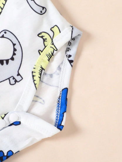 20 Pcs Baby Boy Summer Outfit Set: 5 Pcs Rompers + 5 Pcs Pants + 5 Pcs Hats + 5 Prs Mittens