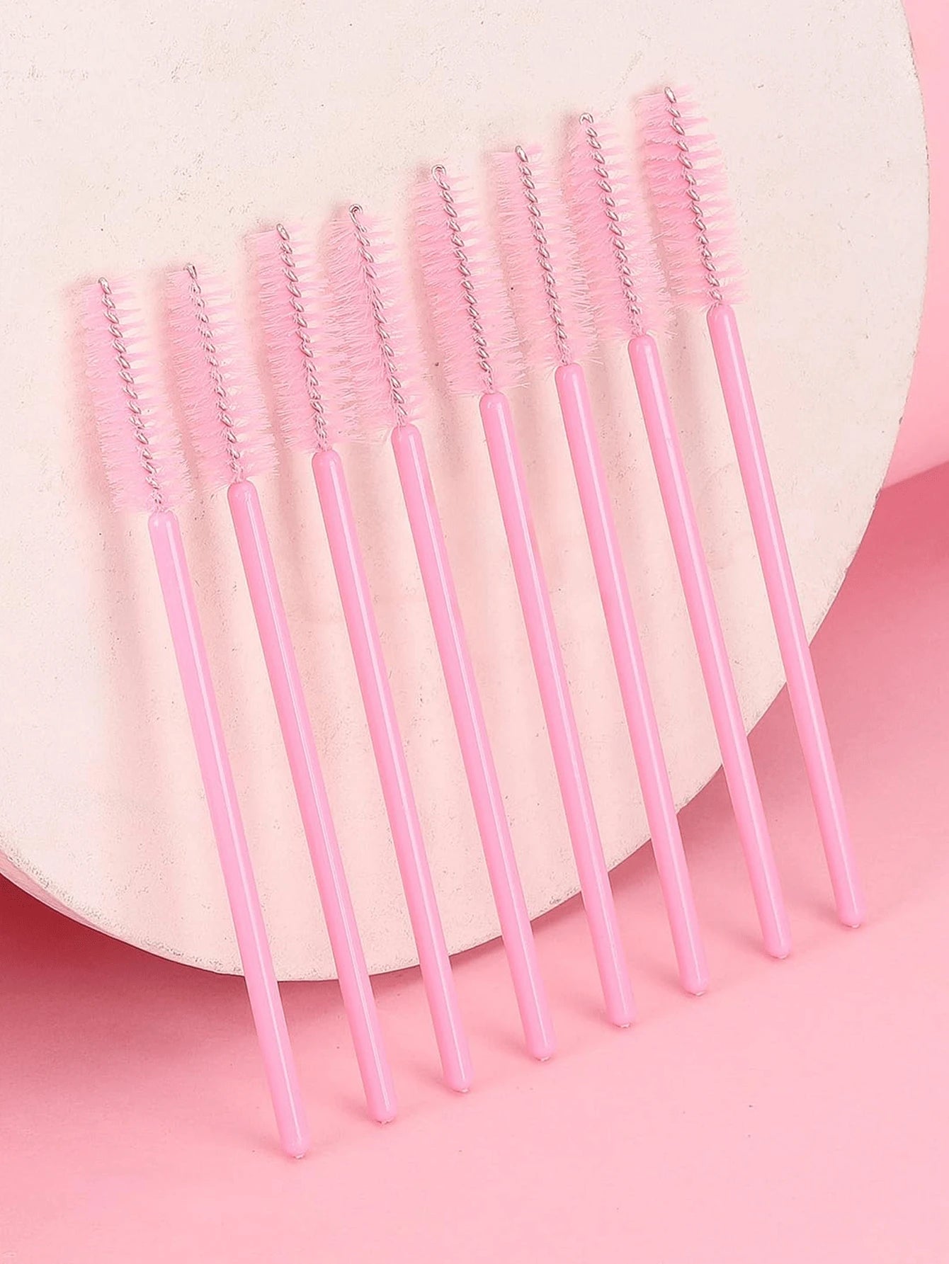 200/100/50/10pcs Set Eyelash Brushes, Eyelash Comb Brushes (With Storage Box), Flexible Disposable Eyebrow Brushes, Eyelash Extension Brushes, Eyebrow Brushes, Castor Oil Brushes (Baby Pink)