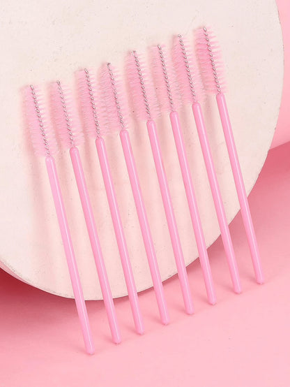 200/100/50/10pcs Set Eyelash Brushes, Eyelash Comb Brushes (With Storage Box), Flexible Disposable Eyebrow Brushes, Eyelash Extension Brushes, Eyebrow Brushes, Castor Oil Brushes (Baby Pink)