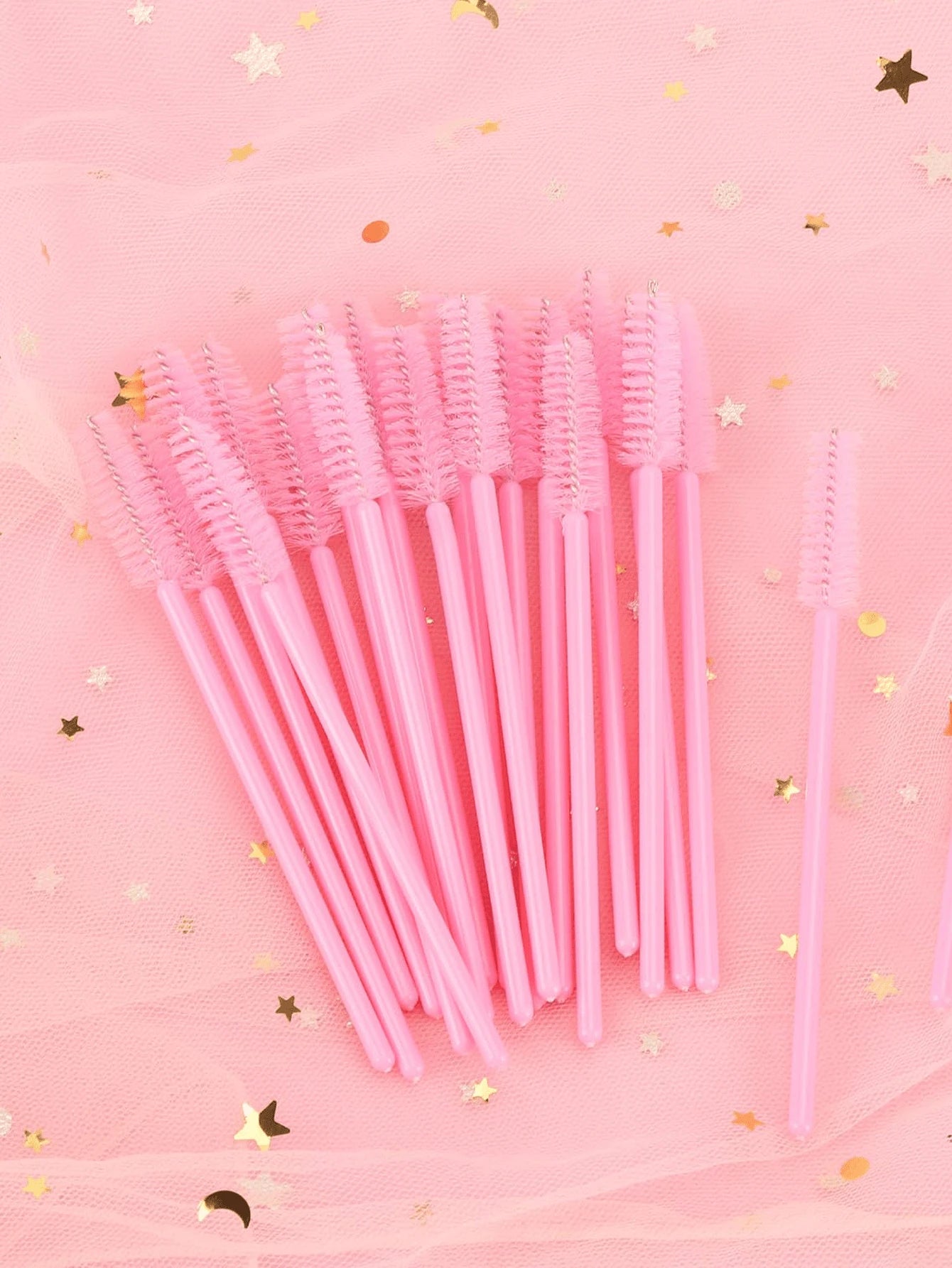 200/100/50/10pcs Set Eyelash Brushes, Eyelash Comb Brushes (With Storage Box), Flexible Disposable Eyebrow Brushes, Eyelash Extension Brushes, Eyebrow Brushes, Castor Oil Brushes (Baby Pink)