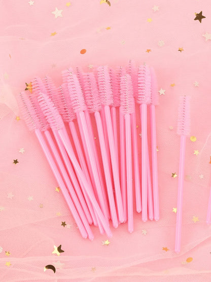 200/100/50/10pcs Set Eyelash Brushes, Eyelash Comb Brushes (With Storage Box), Flexible Disposable Eyebrow Brushes, Eyelash Extension Brushes, Eyebrow Brushes, Castor Oil Brushes (Baby Pink)