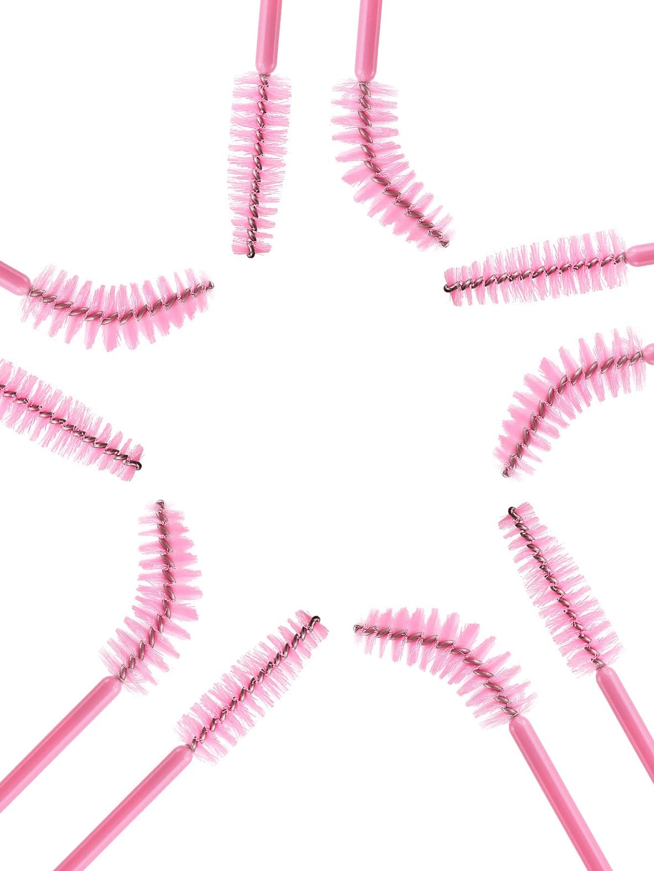 200/100/50/10pcs Set Eyelash Brushes, Eyelash Comb Brushes (With Storage Box), Flexible Disposable Eyebrow Brushes, Eyelash Extension Brushes, Eyebrow Brushes, Castor Oil Brushes (Baby Pink)