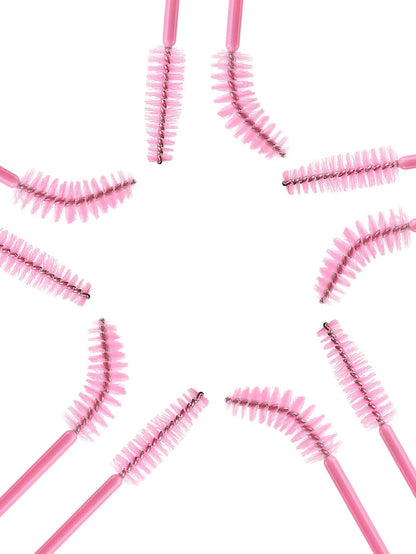 200/100/50/10pcs Set Eyelash Brushes, Eyelash Comb Brushes (With Storage Box), Flexible Disposable Eyebrow Brushes, Eyelash Extension Brushes, Eyebrow Brushes, Castor Oil Brushes (Baby Pink)