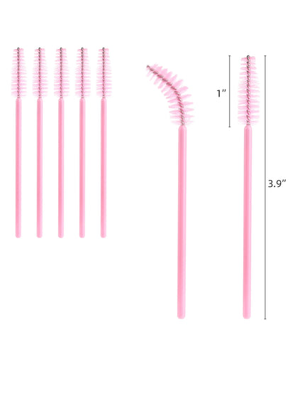 200/100/50/10pcs Set Eyelash Brushes, Eyelash Comb Brushes (With Storage Box), Flexible Disposable Eyebrow Brushes, Eyelash Extension Brushes, Eyebrow Brushes, Castor Oil Brushes (Baby Pink)