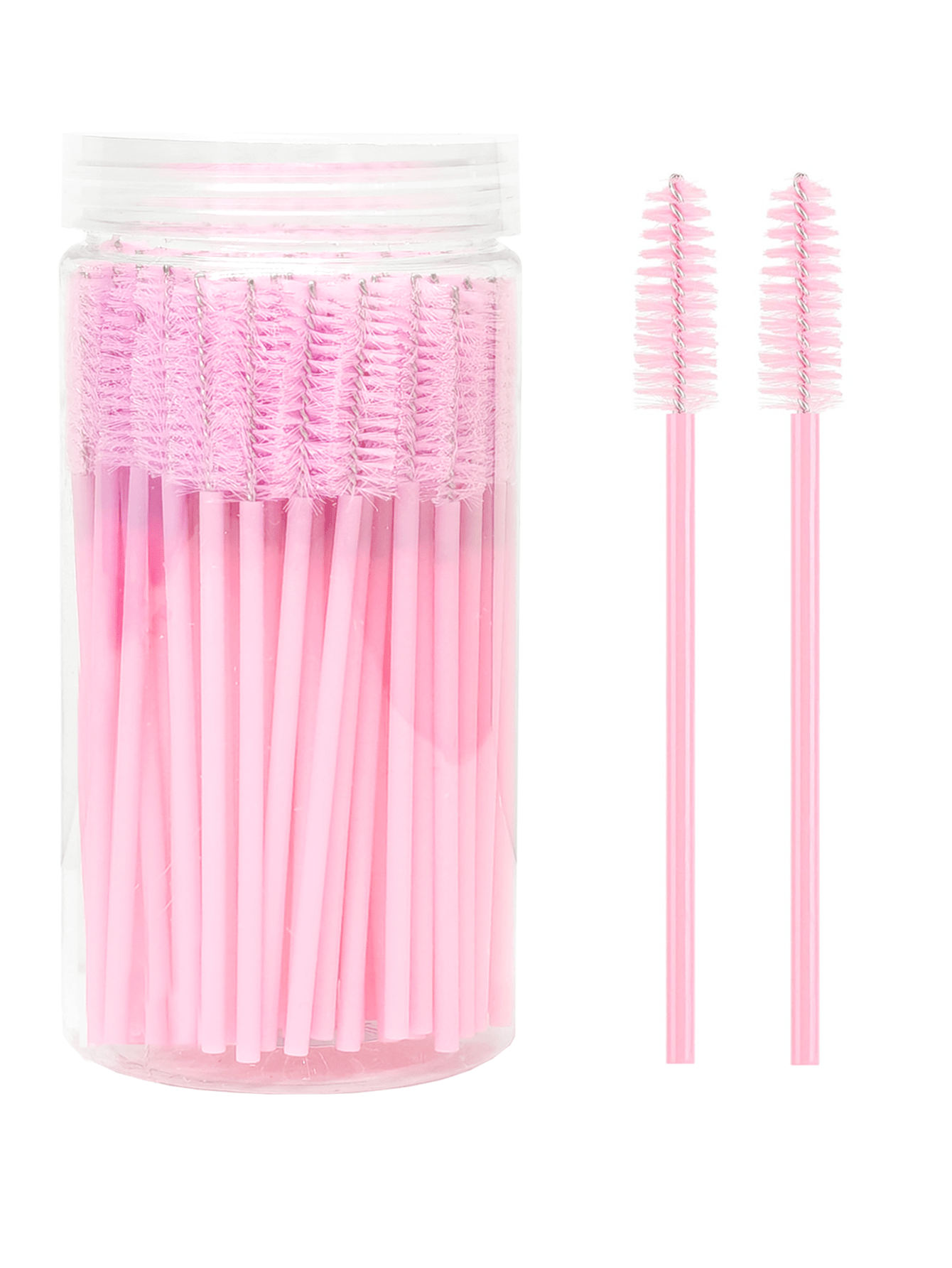 200/100/50/10pcs Set Eyelash Brushes, Eyelash Comb Brushes (With Storage Box), Flexible Disposable Eyebrow Brushes, Eyelash Extension Brushes, Eyebrow Brushes, Castor Oil Brushes (Baby Pink)