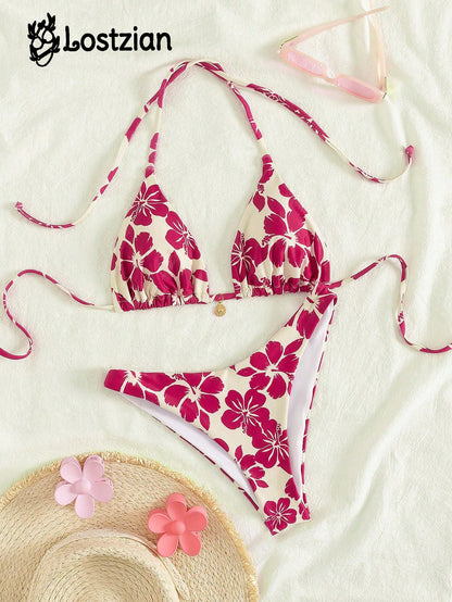 2026 Beach Women Bathing Suits Summer Outfits Women Bathing Suits Women Bikini Sets Floral Top Women Two Pieces Sets Flower Top Two Vacation Casual