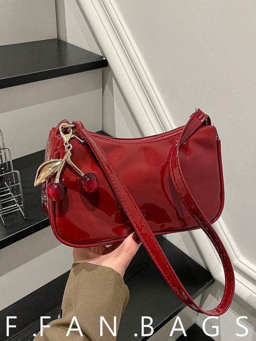2026 Fashion New Shoulder Crossbody Bag Shiny Patent Leather High-End Luxury Women's Bag With Pendant Underarm Bag
