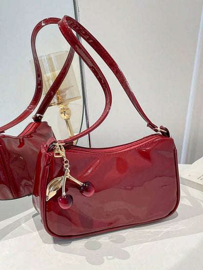 2026 Fashion New Shoulder Crossbody Bag Shiny Patent Leather High-End Luxury Women's Bag With Pendant Underarm Bag