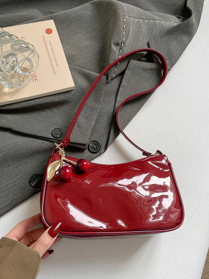 2026 Fashion New Shoulder Crossbody Bag Shiny Patent Leather High-End Luxury Women's Bag With Pendant Underarm Bag