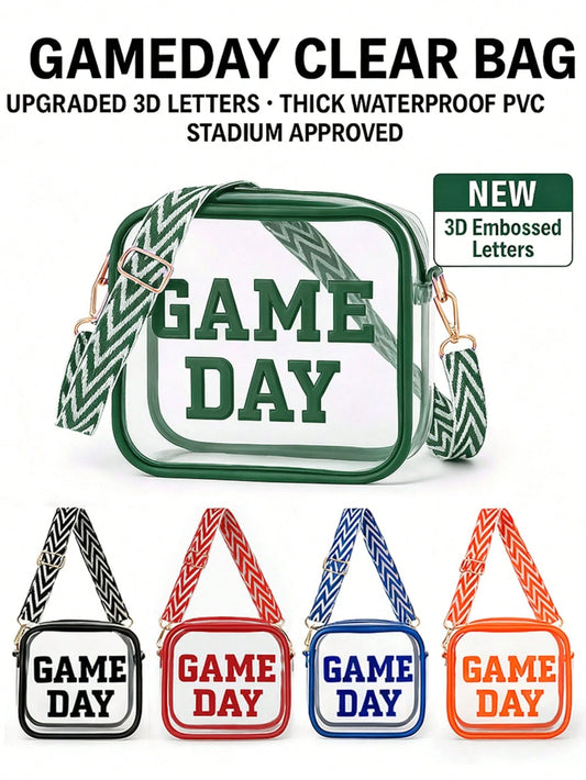 2026 New Arrival Clear Stadium Bag With Letter Patches, Stadium Approved Crossbody Purse For Concerts, Sports Events And Football Fans