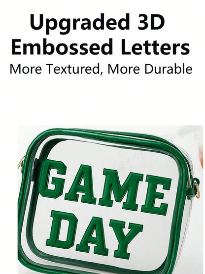 2026 New Arrival Clear Stadium Bag With Letter Patches, Stadium Approved Crossbody Purse For Concerts, Sports Events And Football Fans