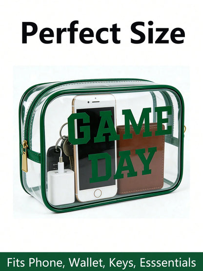 2026 New Arrival Clear Stadium Bag With Letter Patches, Stadium Approved Crossbody Purse For Concerts, Sports Events And Football Fans