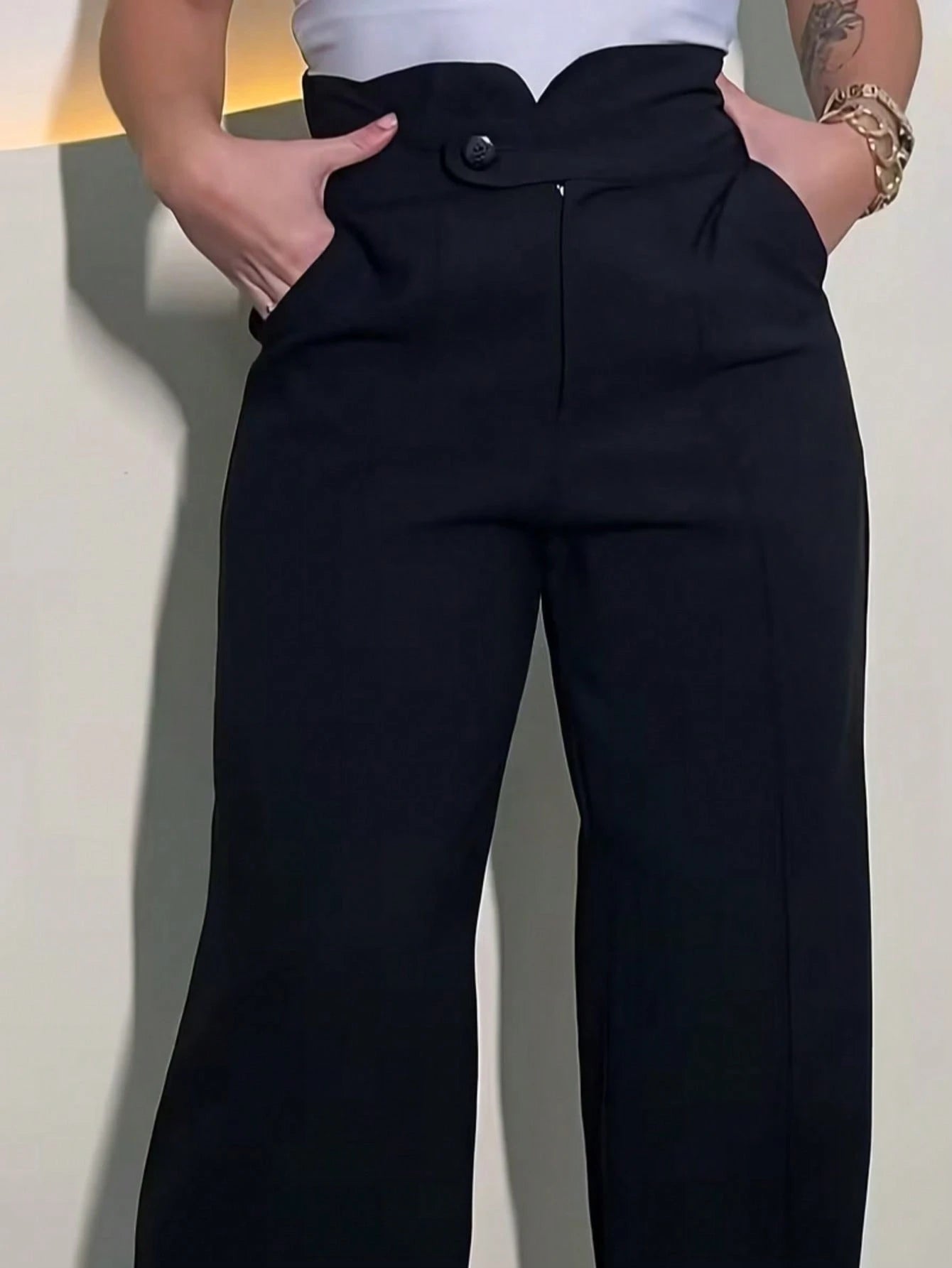 2026 New High-Waisted Wide-Leg Pants For Women, Designed For Workplace/Office, Creates A Chic And Fashionable Look, Making You Look Slender And Confident Spring Black